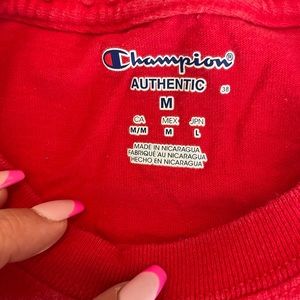 medium red champion long sleeve